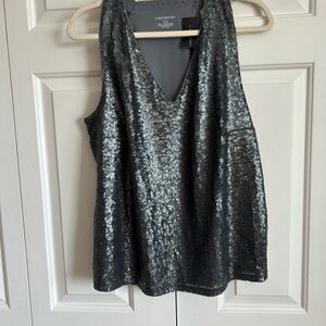 Lane Bryant Gray Sequin Sleeveless Tank Top